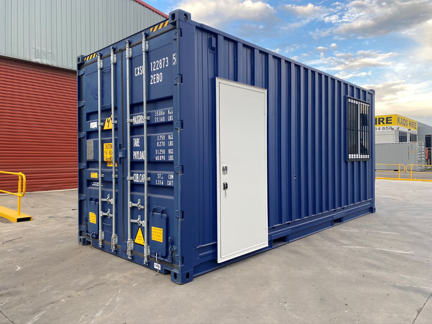 modified shipping container blue from sparebox